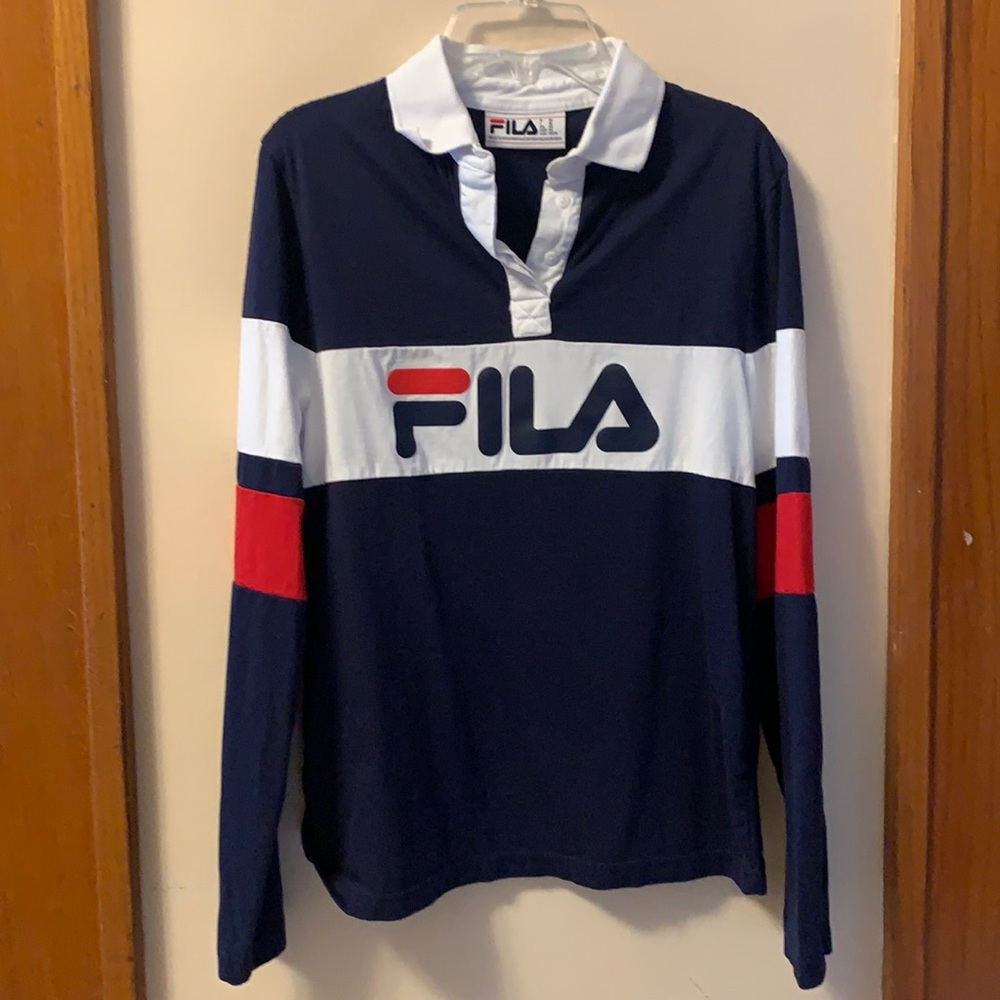 trendy FILA long sleeve collared tee from pacsun